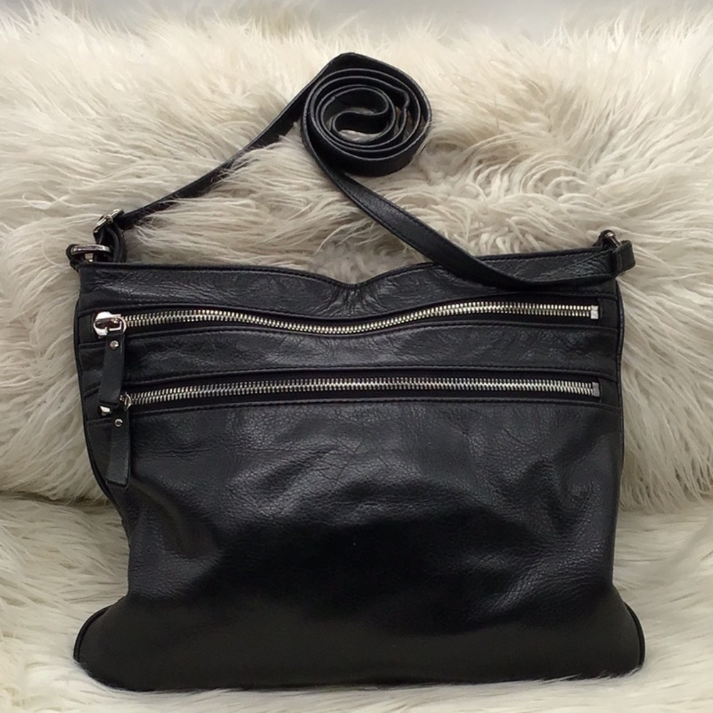 Margot Black Pebble Leather Crossbody Bag